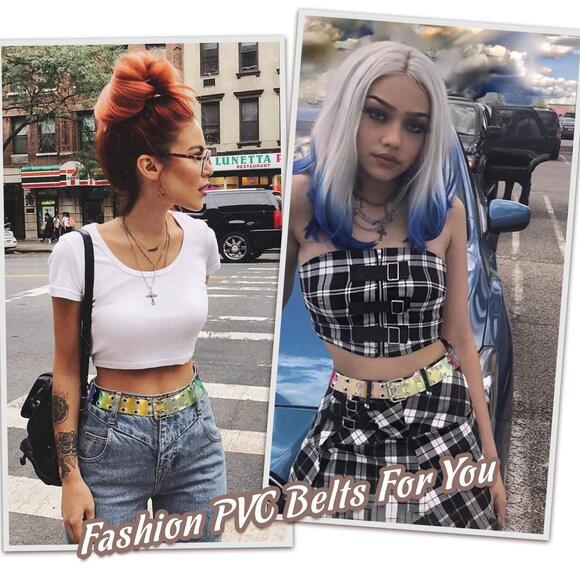 Clear Double Grommet Belts With Holes For Women Men Teens E Girls Transparent🐯 - Picture 2 of 4